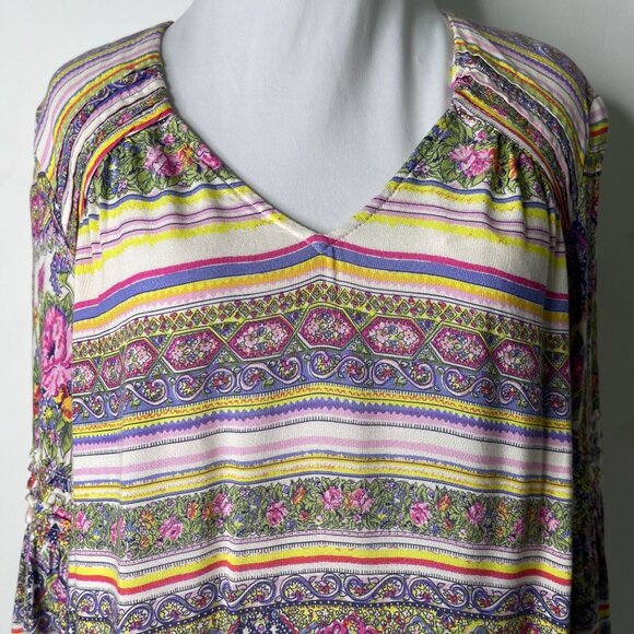 Maeve by Anthropologie Women's Yellow Ceresco Peasant Boho Floral Blouse Small - Picture 2 of 10